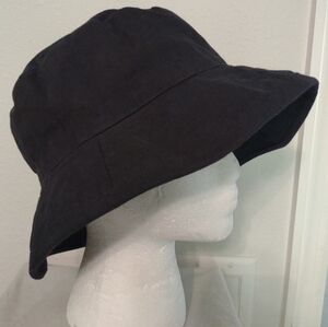 Vintage The Nature Company Corduroy Bucket Hat Cap Fitted Medium Black Mens 70's
